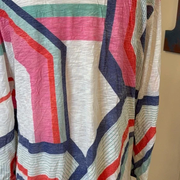 David Cline Multicolor Striped Button-Down collared Tunic - SZ XL - Picture 3 of 4
